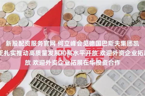 新股配资服务官网 何立峰会见德国巴斯夫集团凯礼时指出 中国正扎实推动高质量发展和高水平开放 欢迎外资企业拓展在华投资合作